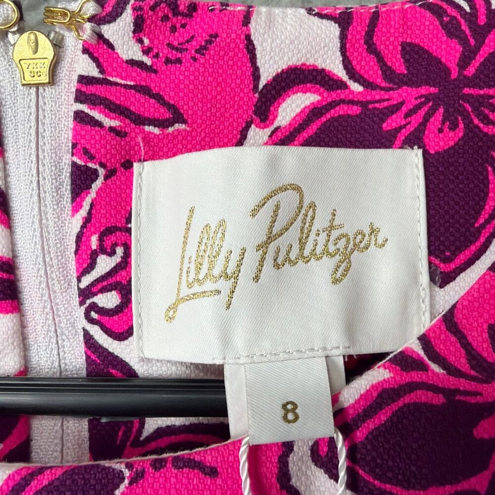 Lilly Pulitzer Mila Dress Pink White 8 NWT Floral Sheath Spring Preppy Coastal - Picture 8 of 11